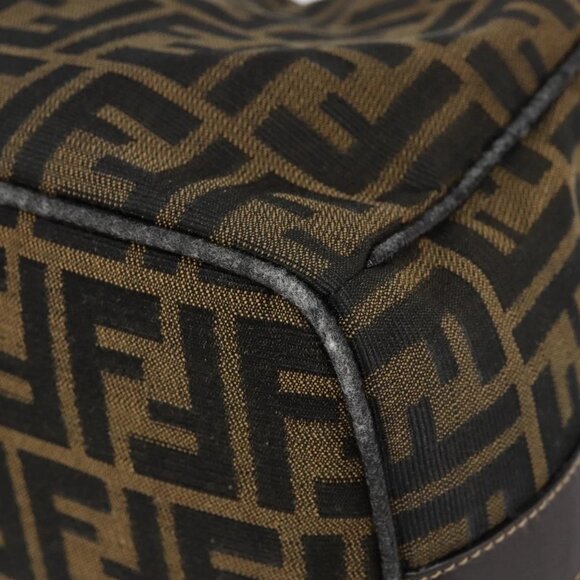 FENDI Zucca Canvas Vanity Hand Bag Black Brown Auth bs29458 - Picture 4 of 16